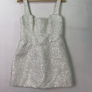 Oh Polly White Sequin Mini Dress